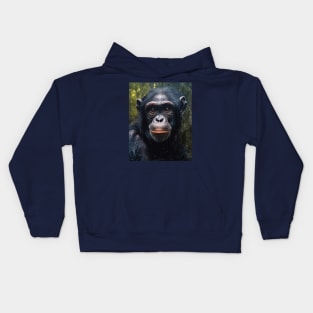 Majestic Bonobo: A Hyperrealistic Oil Painting Exploration Kids Hoodie